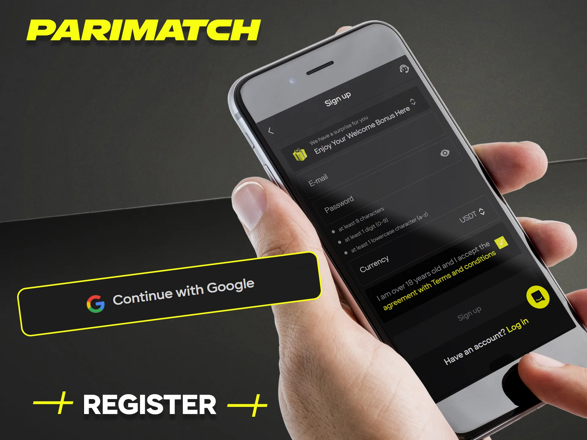 Learn how to quickly register a new Parimatch account using the mobile application.