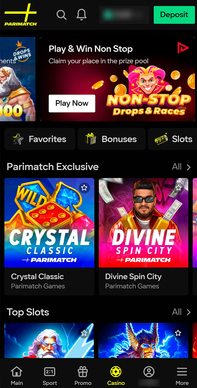 Play a wide variety of exciting casino games on the Parimatch website now.