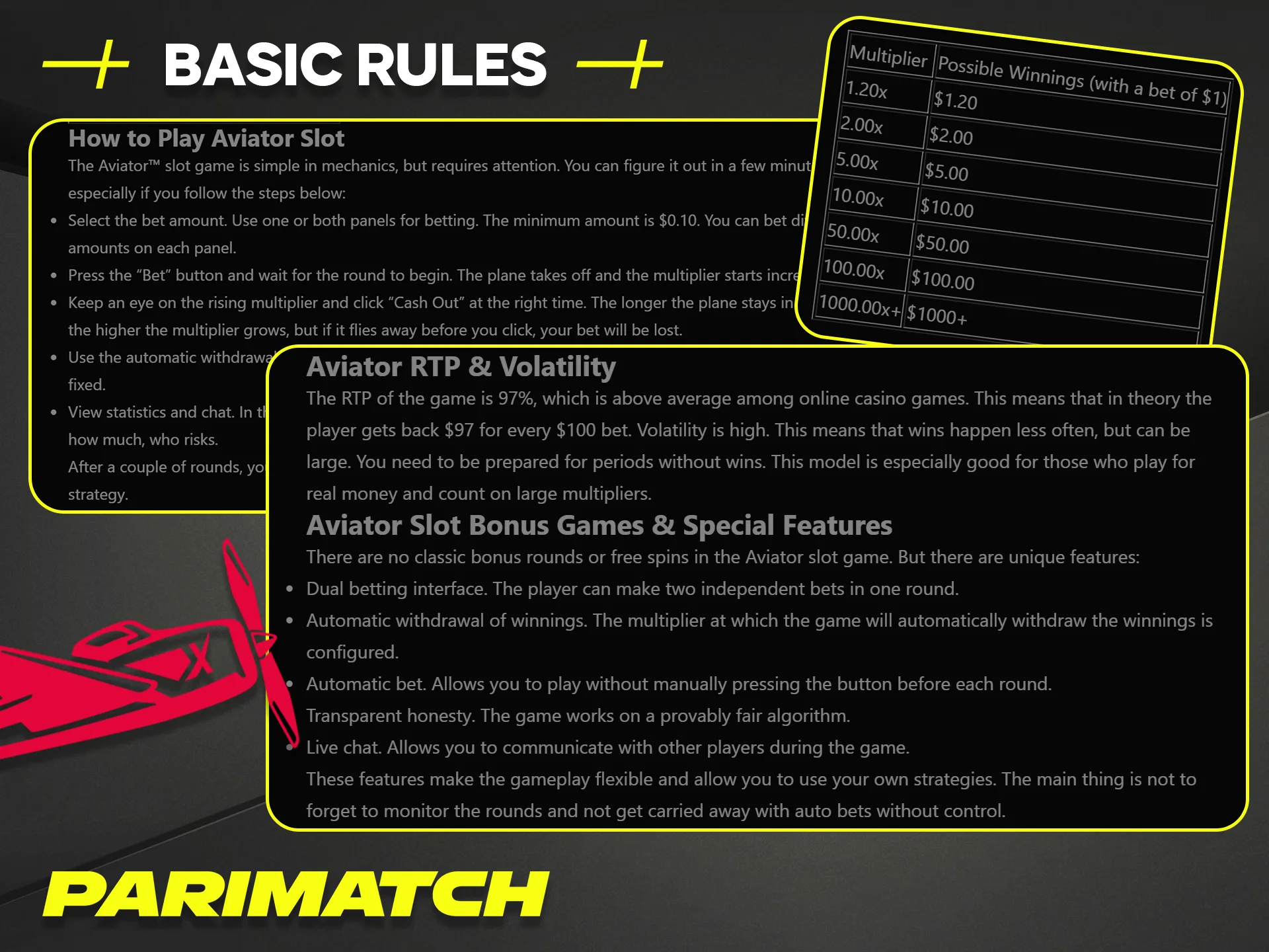 Learn the basic rules for easily playing the Aviator game at Parimatch.