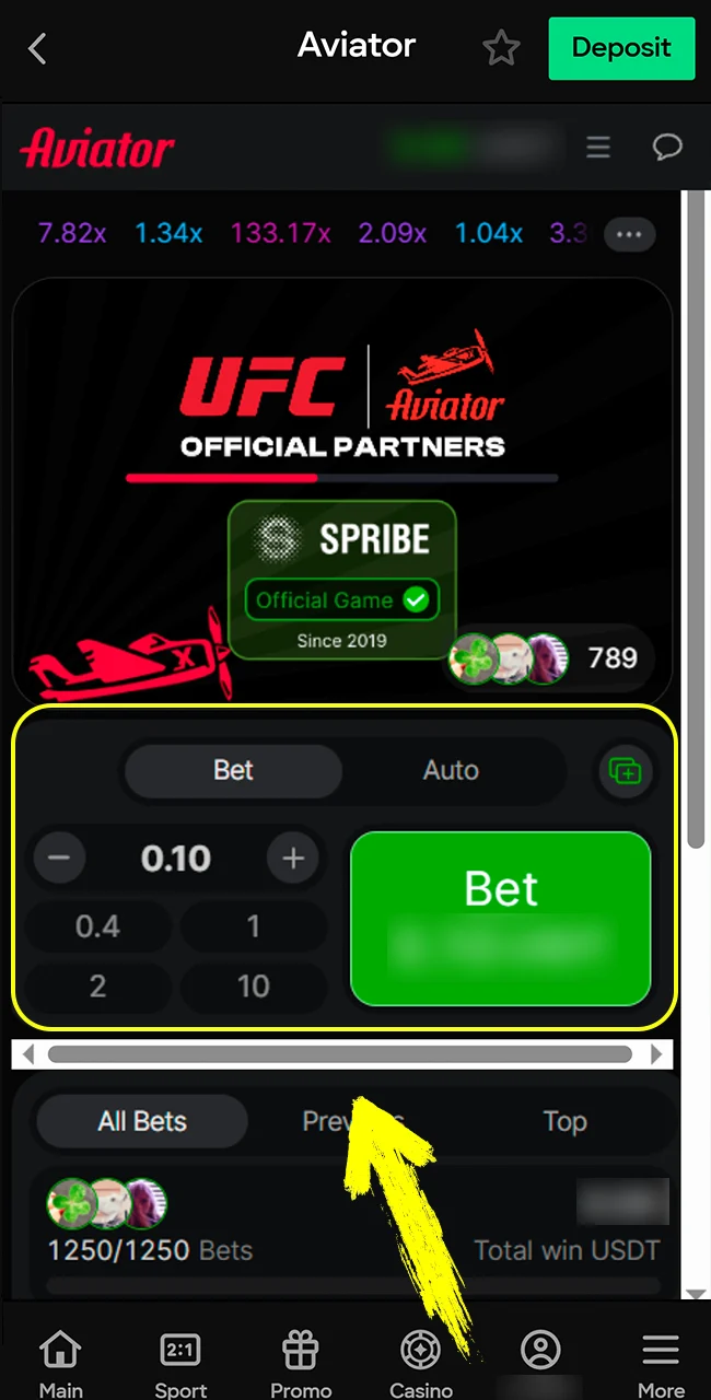 Place Your Bet before the round starts in the Aviator game on Parimatch.
