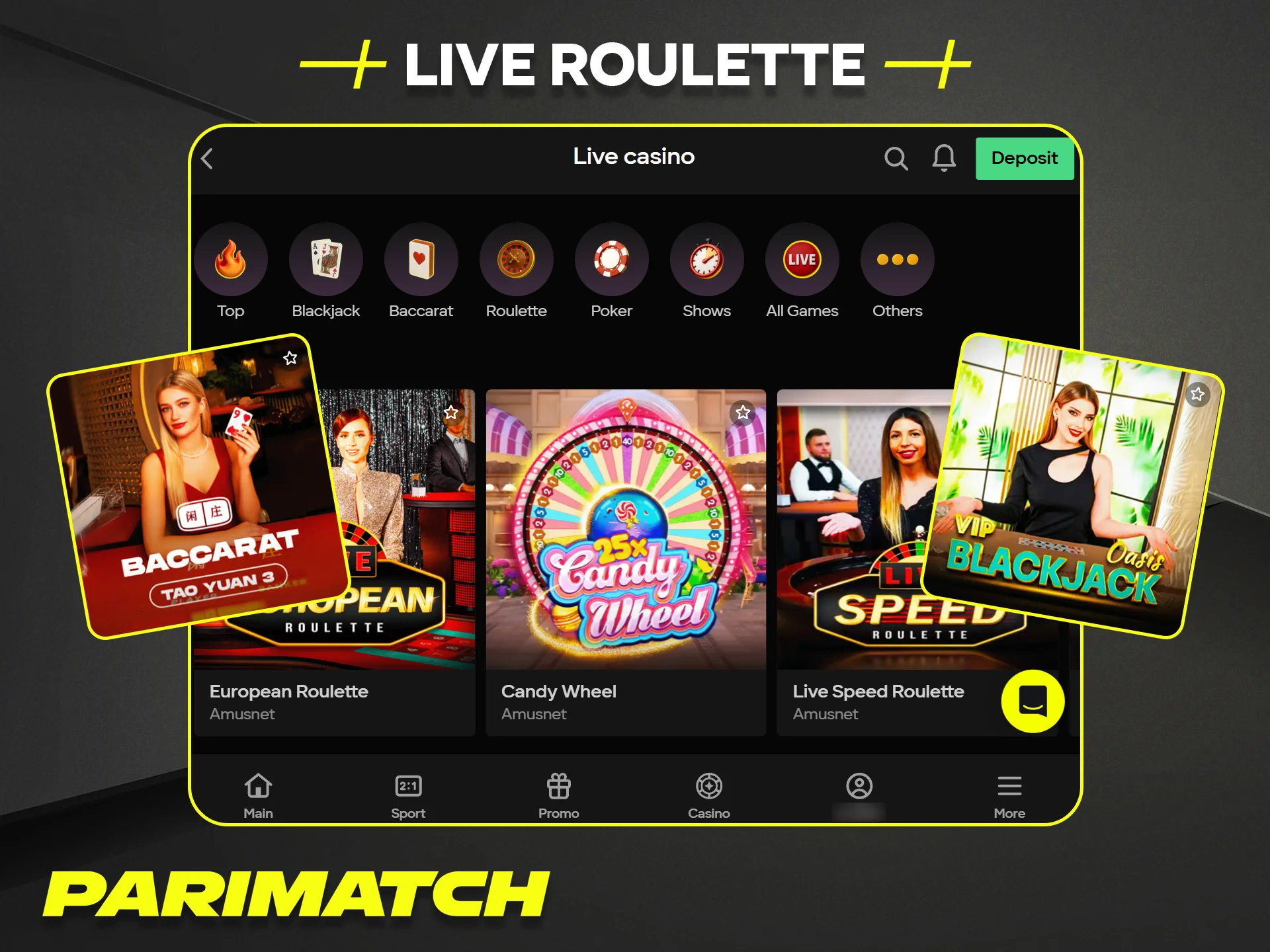 Join a Live Roulette game and play with real dealers at Parimatch.