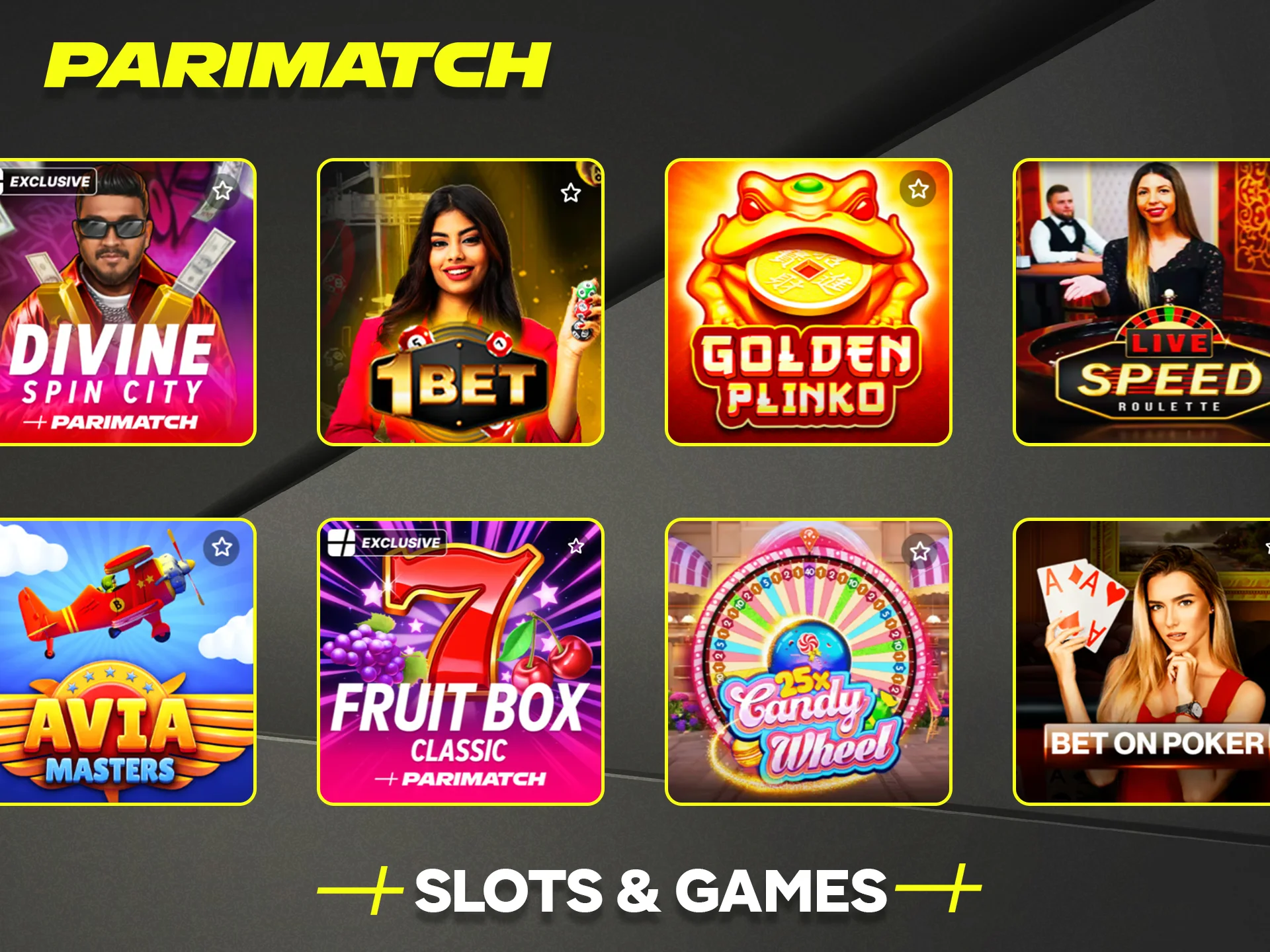 Explore the wide variety of popular slots and games offered by Parimatch.