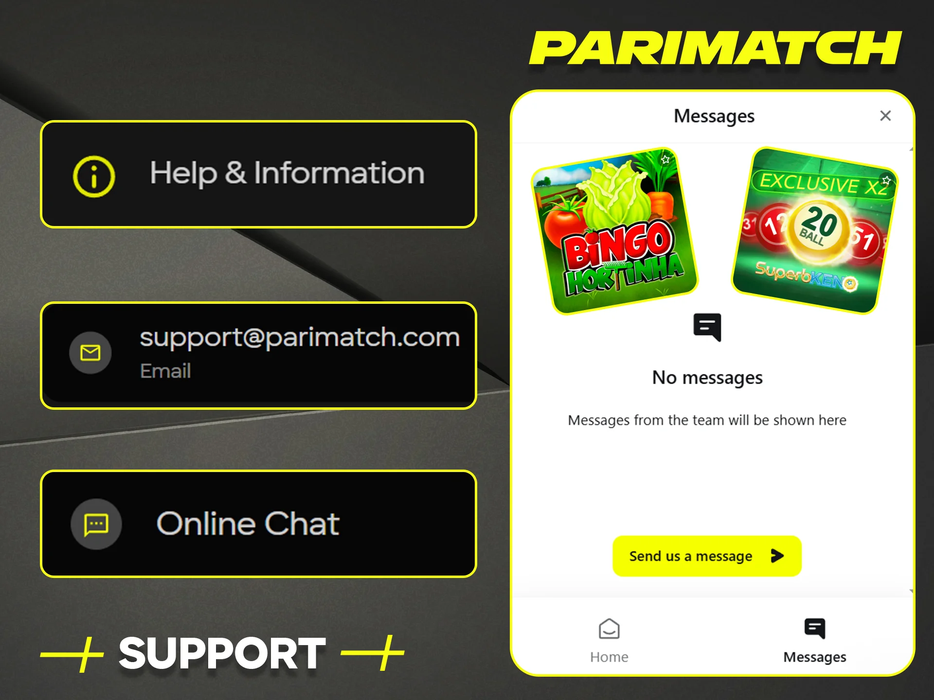 Get help anytime from the friendly official Parimatch Support Centre team easily.