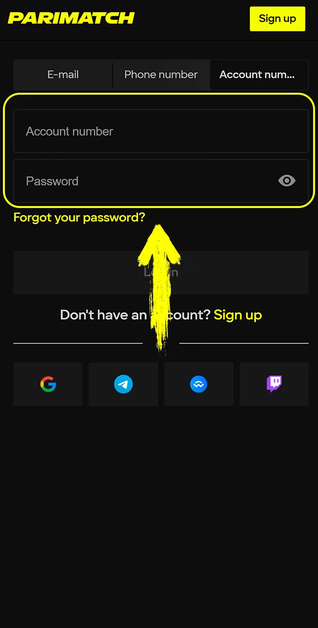 Log In to your secure betting account within the official Parimatch mobile app.