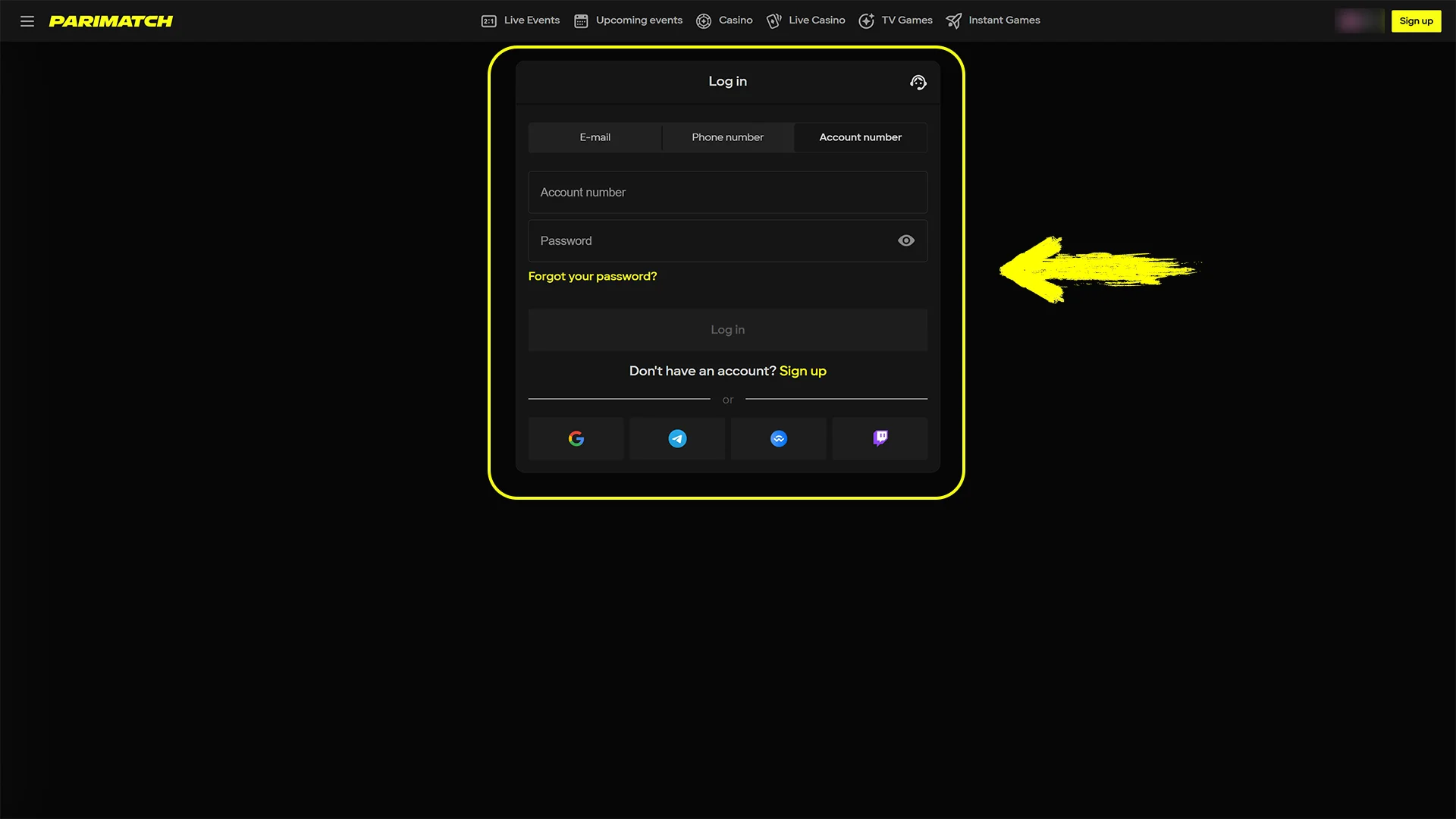 Log In or quickly Create an Account on the official Parimatch website now.