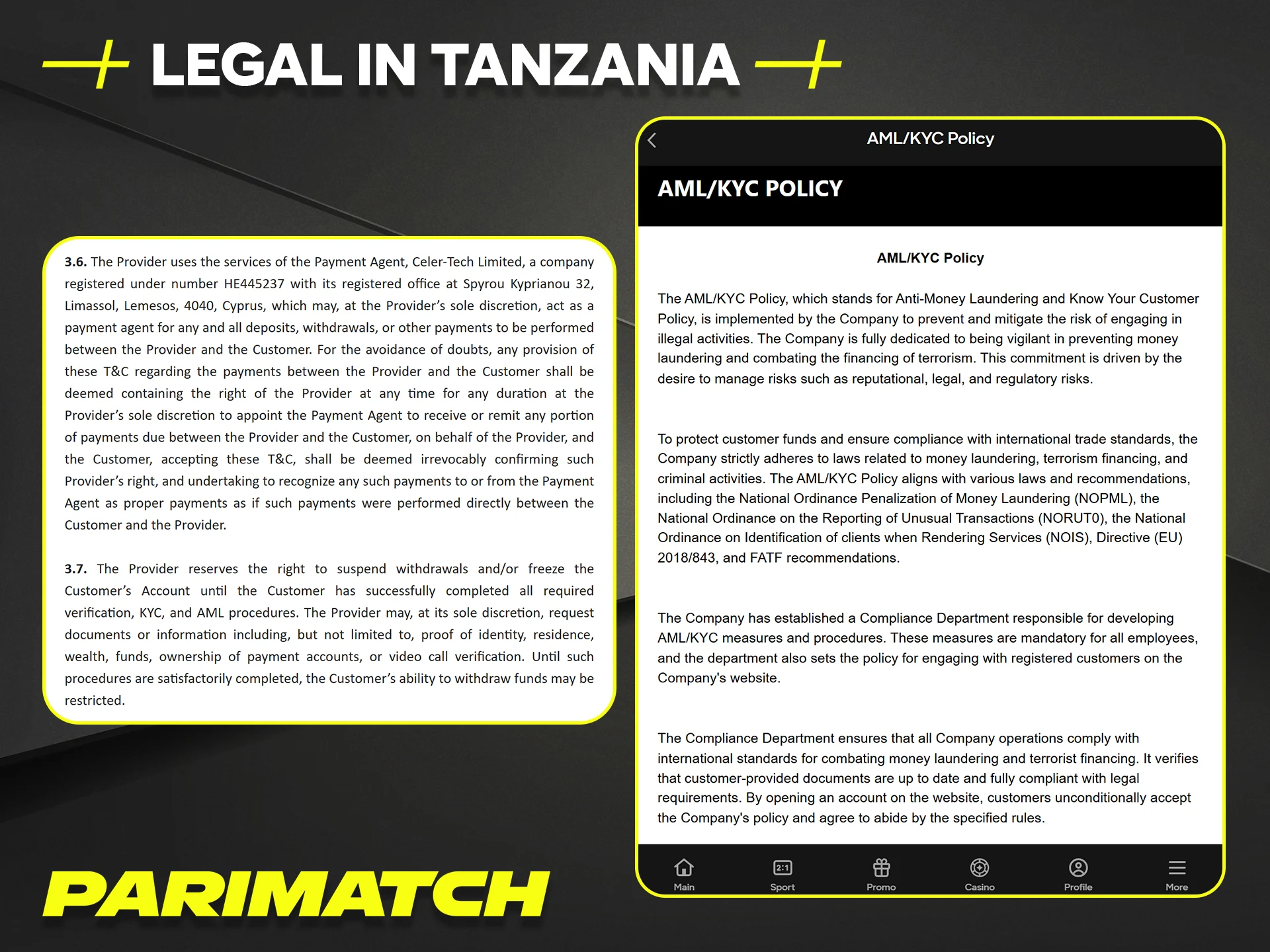 Check the official legal status of Parimatch betting platform in Tanzania.