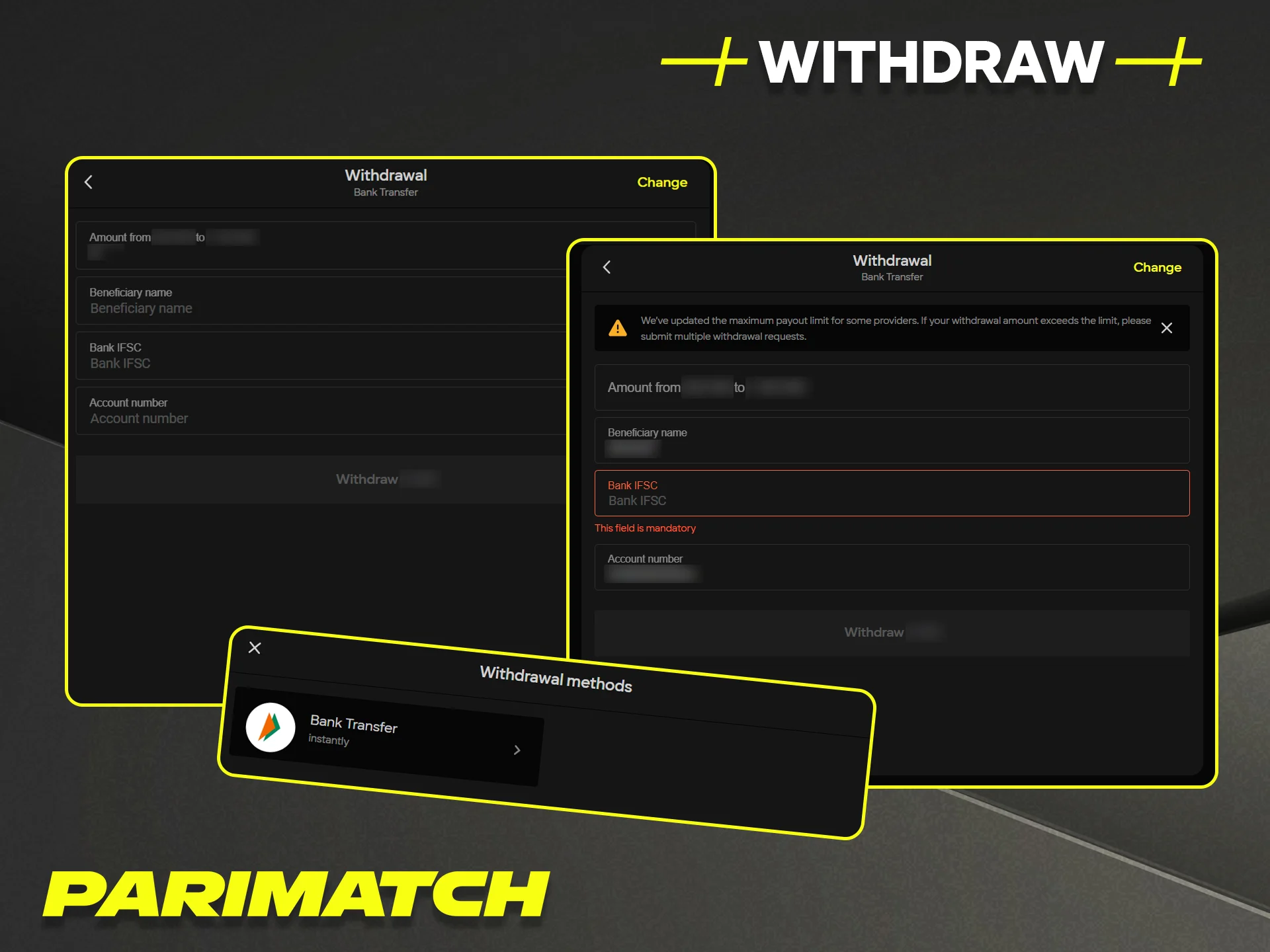 Learn how to securely withdraw your winnings from your Parimatch betting account.