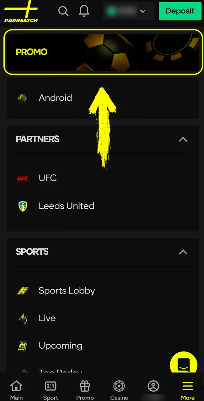 Navigate directly to the promotions page to view all available Parimatch bonuses.