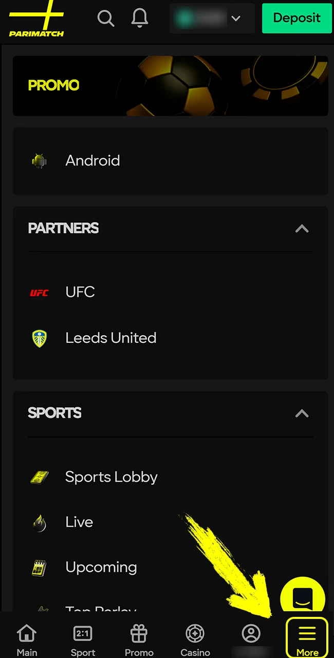 Open the secure official Parimatch website to access all betting features.