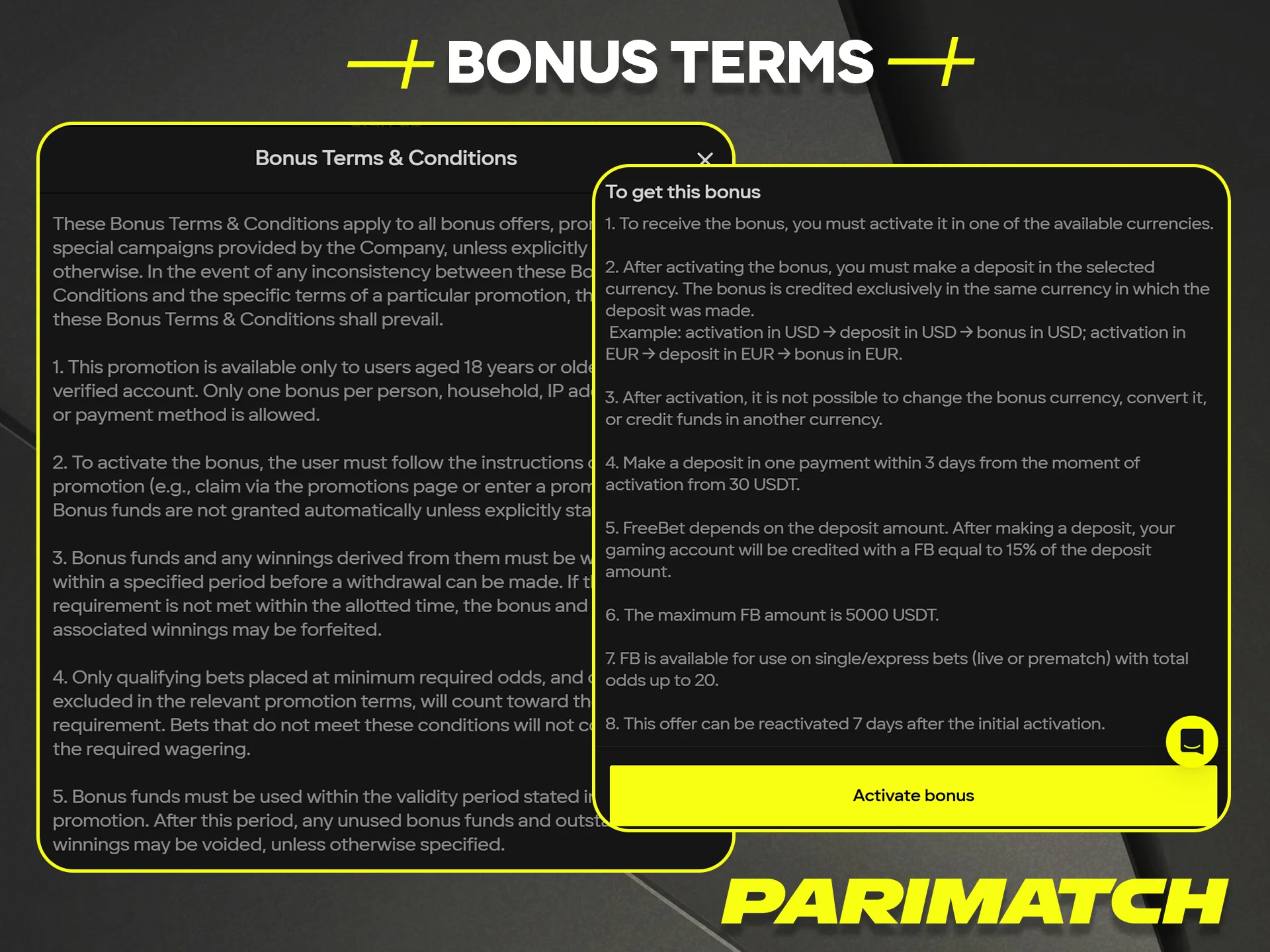 Read the full bonus terms and wagering requirements before claiming any Parimatch offers.
