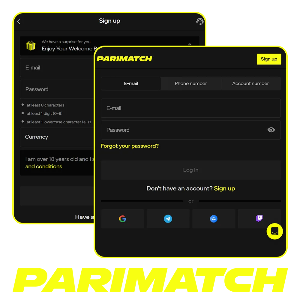 Log in or register for instant access to your official Parimatch Tanzania account.