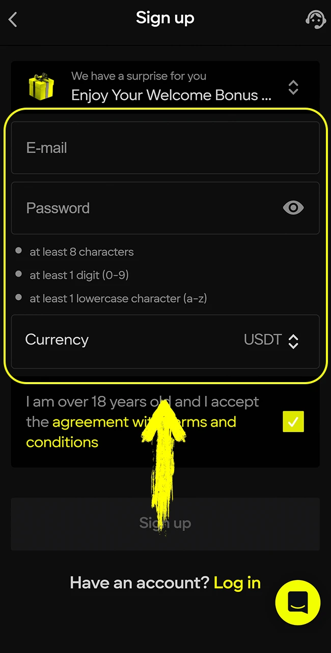 Fill in all the required personal data accurately for your Parimatch account.
