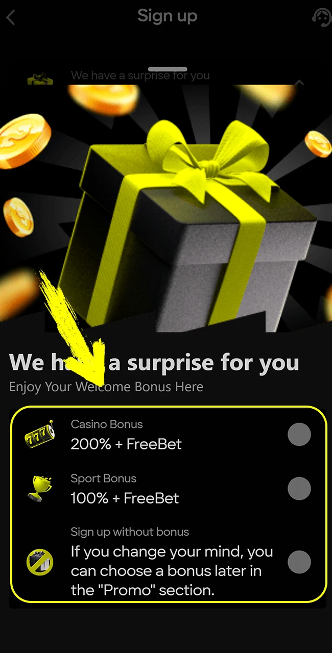 Select your preferred welcome bonus from the official Parimatch promotions now.