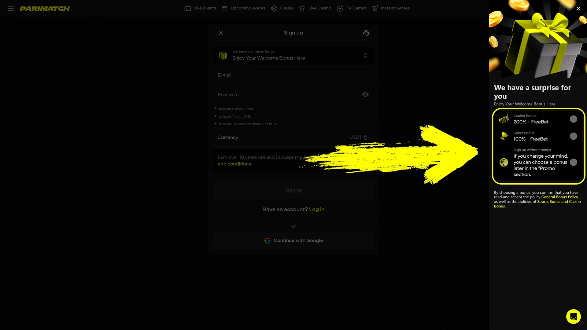 Claim the generous welcome bonus offer when you register on the official Parimatch site.
