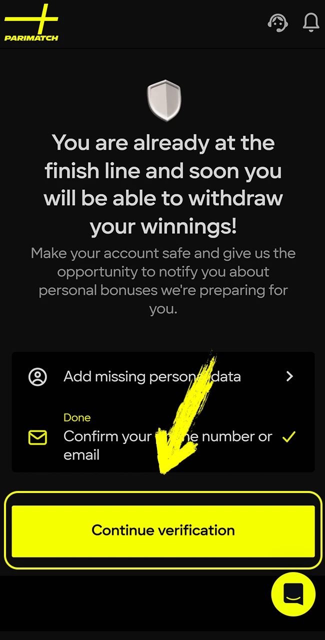 Securely attach all required verification documents to the official Parimatch platform.