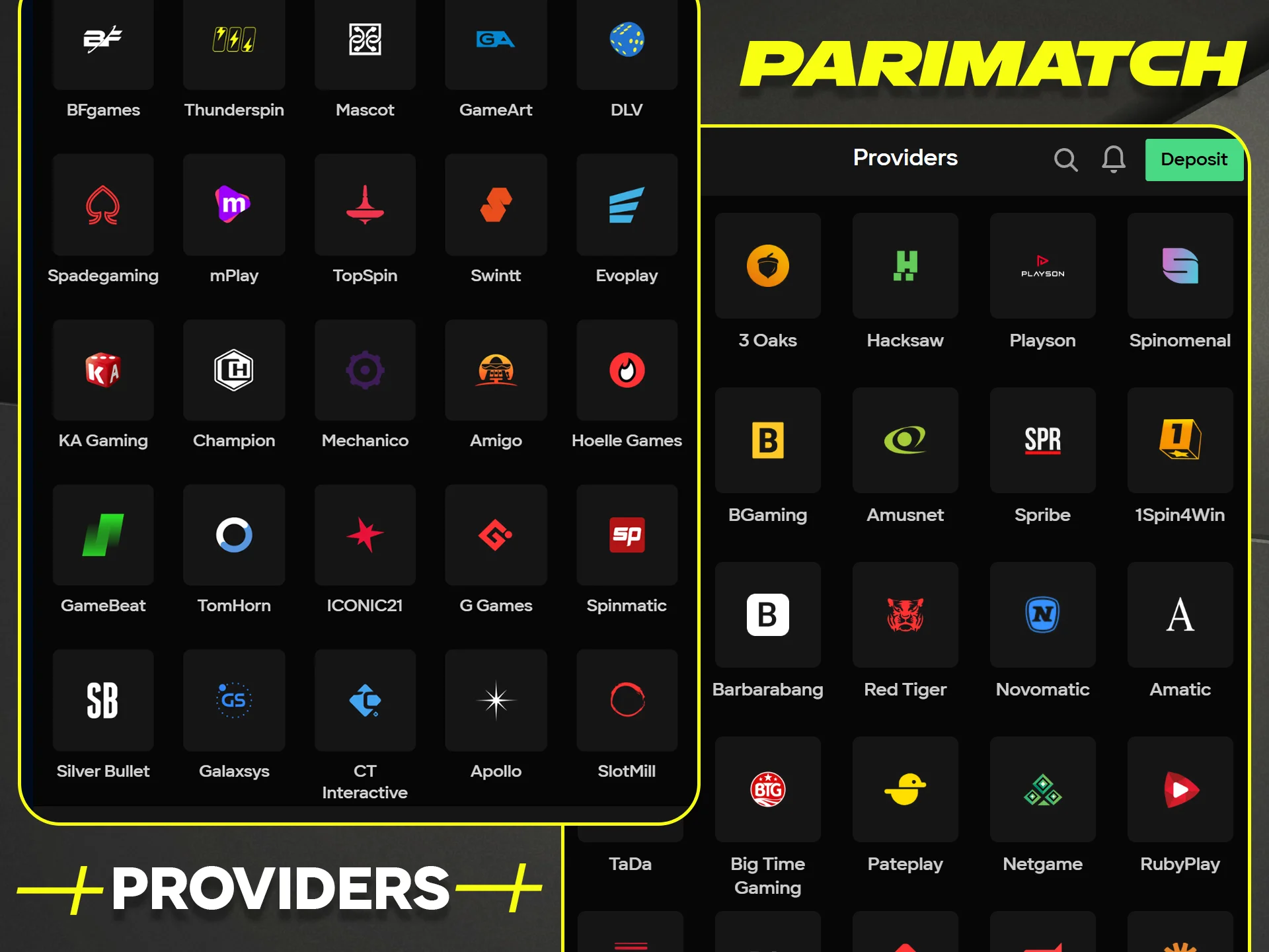 Find games from the top casino games providers available at Parimatch.