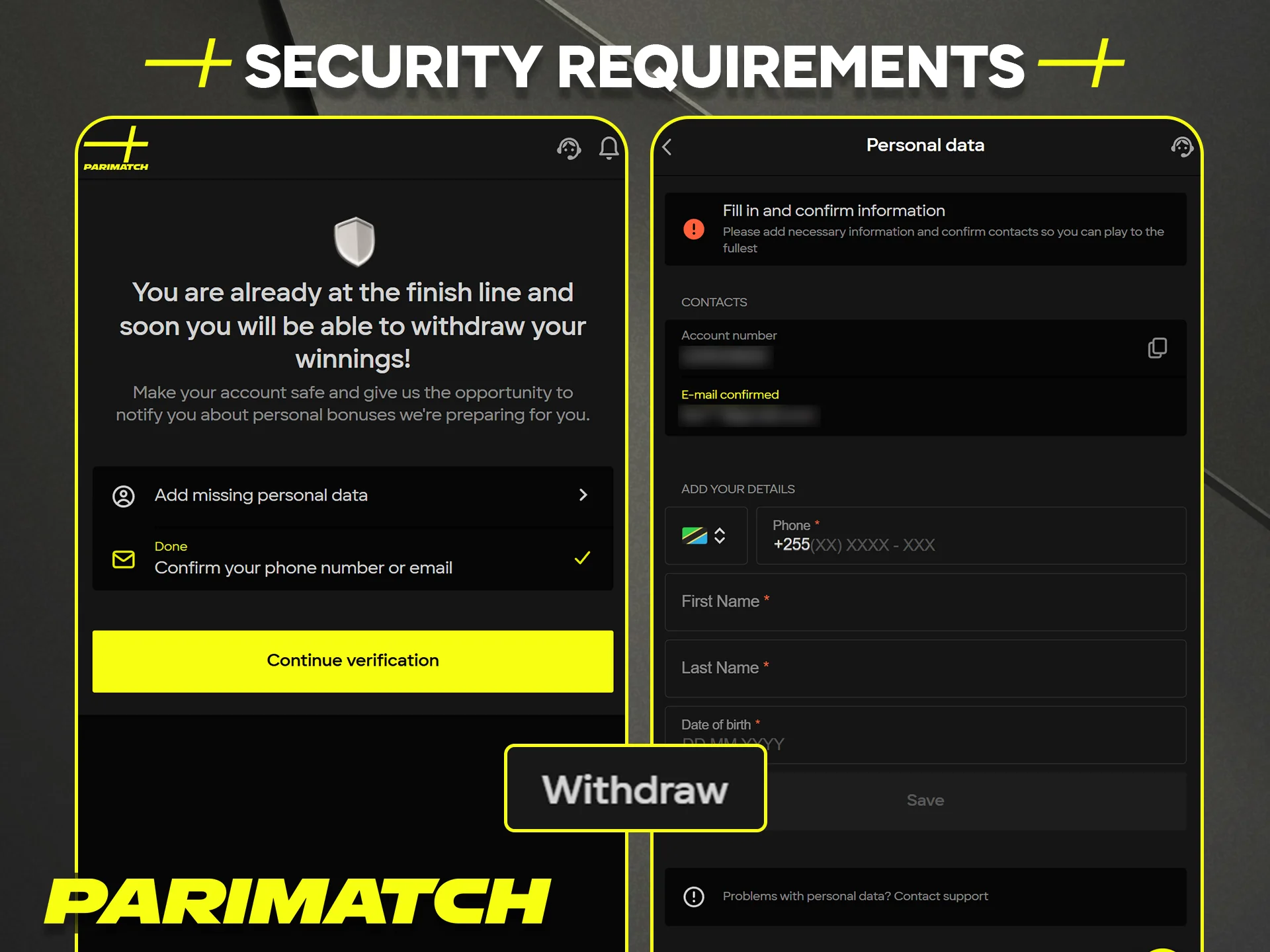 Understand the required security and verification steps for Parimatch withdrawals.