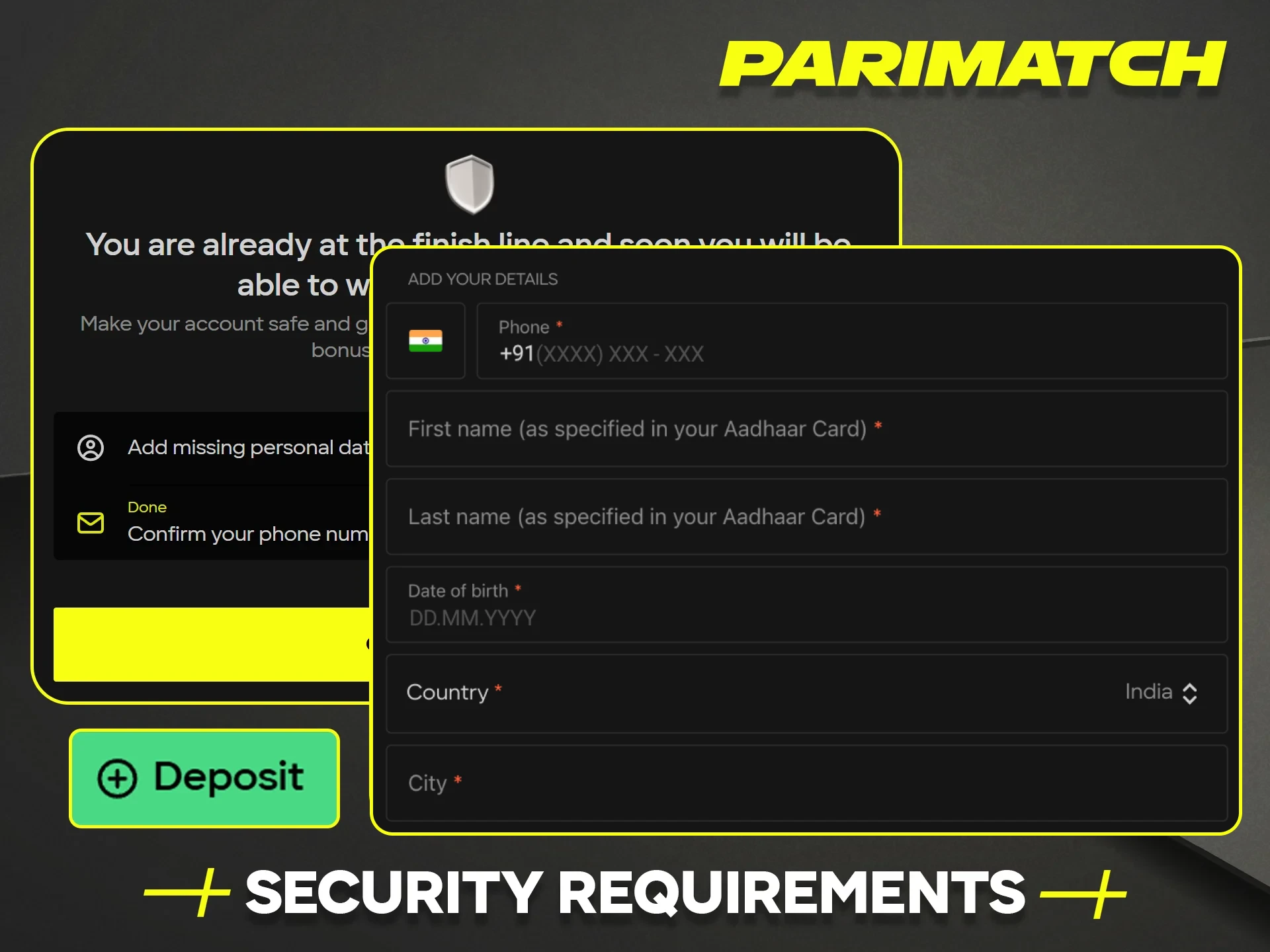 Parimatch India online casino has specific deposit rules.